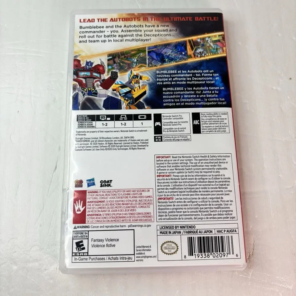 Nintendo Switch Transformers Battlegrounds Game Outright Games Tested Works